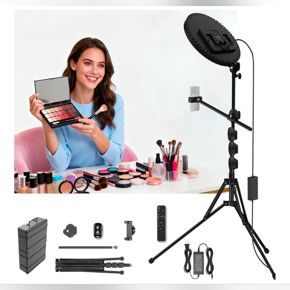 13" XL Ring Light 55W 72" Tripod Stand Full-Screen Selfie Ring Light  Remote NIB
